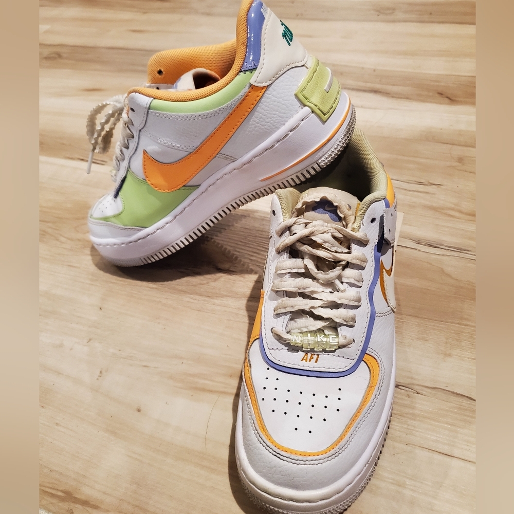 Nike Air Force 1 Shadow Low Women’s 6 White Peach Cream Multicolor Sneakers